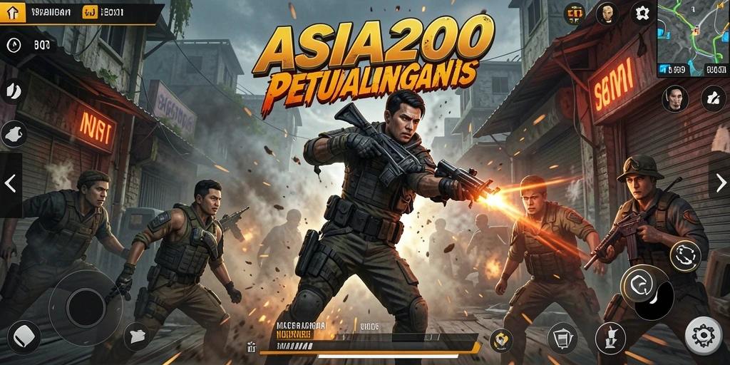 Tampilan gameplay Aksi seru di ASIA200 dengan pertempuran intens.