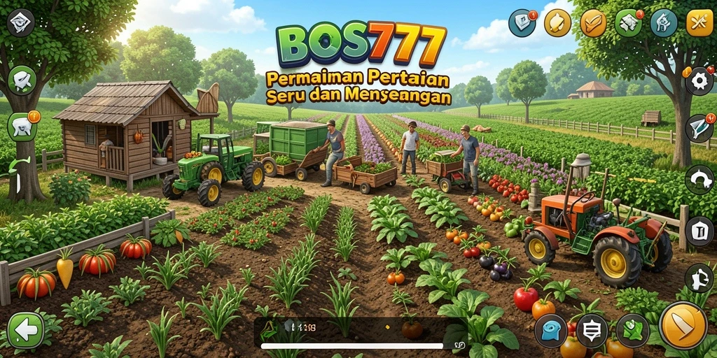 Screenshot gameplay BOS777 yang menampilkan pertanian yang indah dan beragam.
