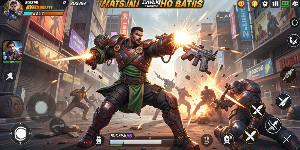 Tampilan gameplay <strong>BOS898</strong> yang mendebarkan saat karakter bertarung.