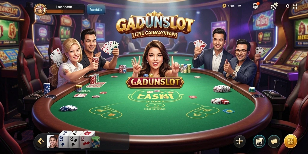Tampilan gameplay GADUNSLOT dengan dealer live yang interaktif.