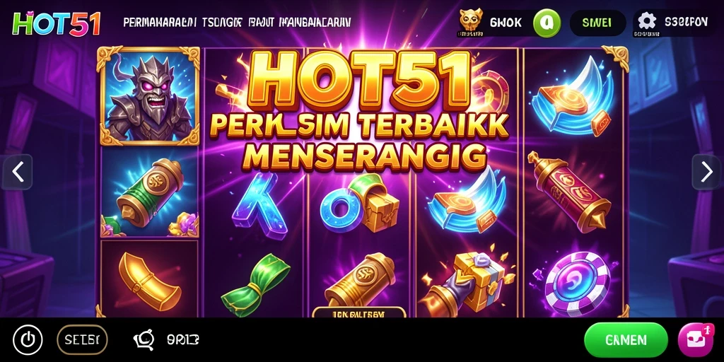 Tampilan gameplay HOT51 dengan kombinasi simbol slot yang menarik.