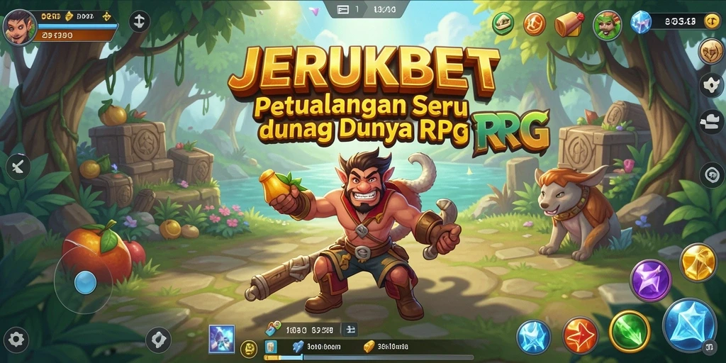 Tampilan gameplay seru dalam JERUKBET saat melawan monster dan menyelesaikan misi.