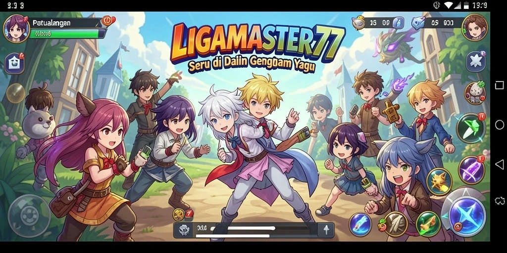 Tangkapan layar gameplay LIGAMASTER77 yang penuh aksi dan warna.