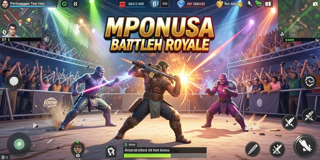 Tampilkan gameplay seru MPONUSA dengan aksi seru dan strategi Battle Royale.