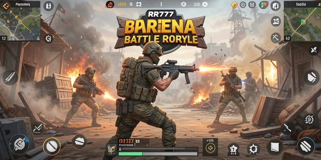 Gameplay seru dalam pertempuran Battle Royale di RR777.