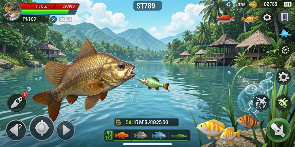 Tampilan gameplay ST789 menampilkan aksi memancing yang mendebarkan.