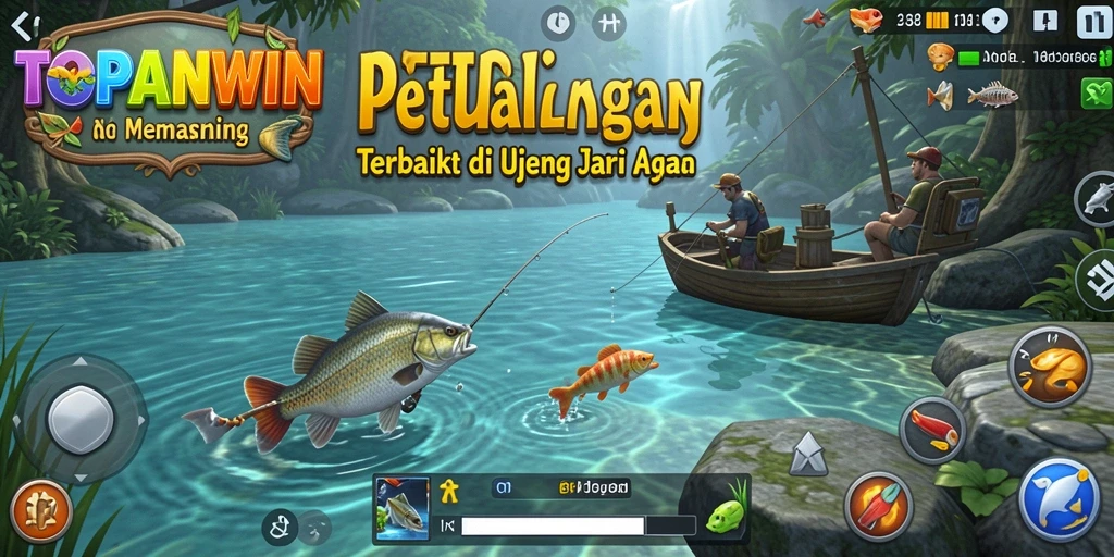 Tampilan gameplay TOPANWIN dengan aksi memancing yang seru.