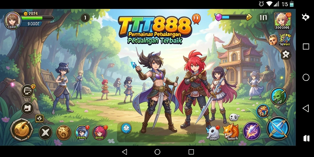 Tampilan gameplay TTT888 yang menarik dengan karakter anime.