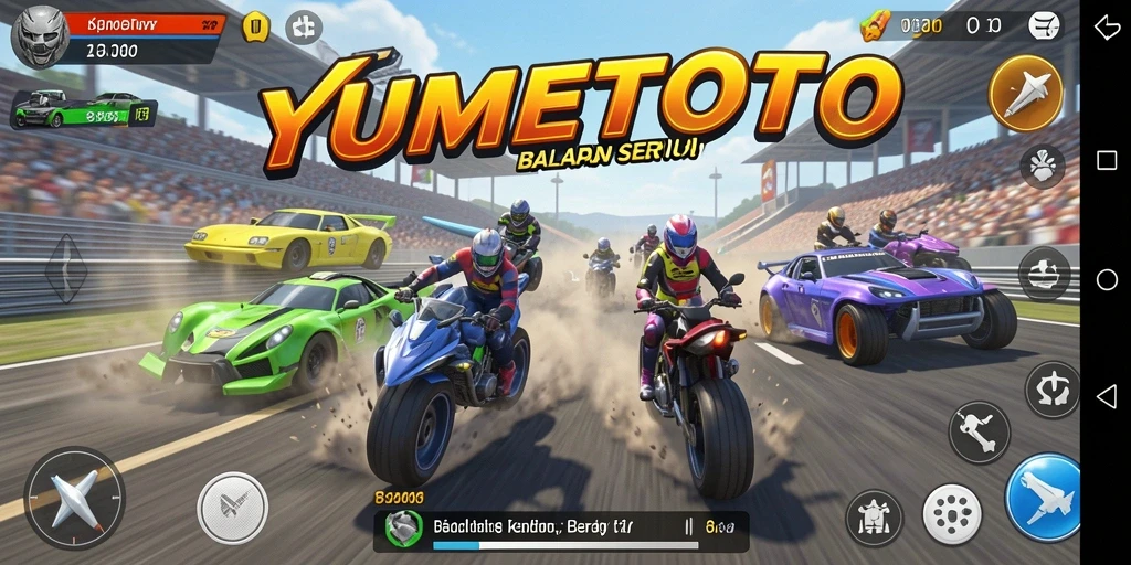 Tampilan menarik gameplay Racing di YUMETOTO.